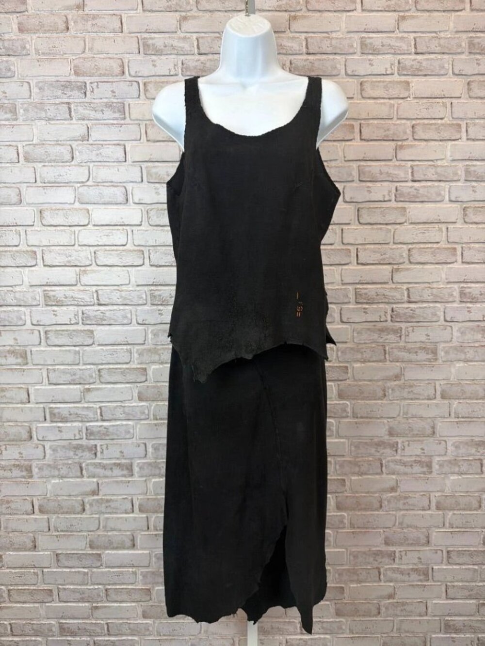 Jean West Black Suede Tank Skirt Set Size One Size